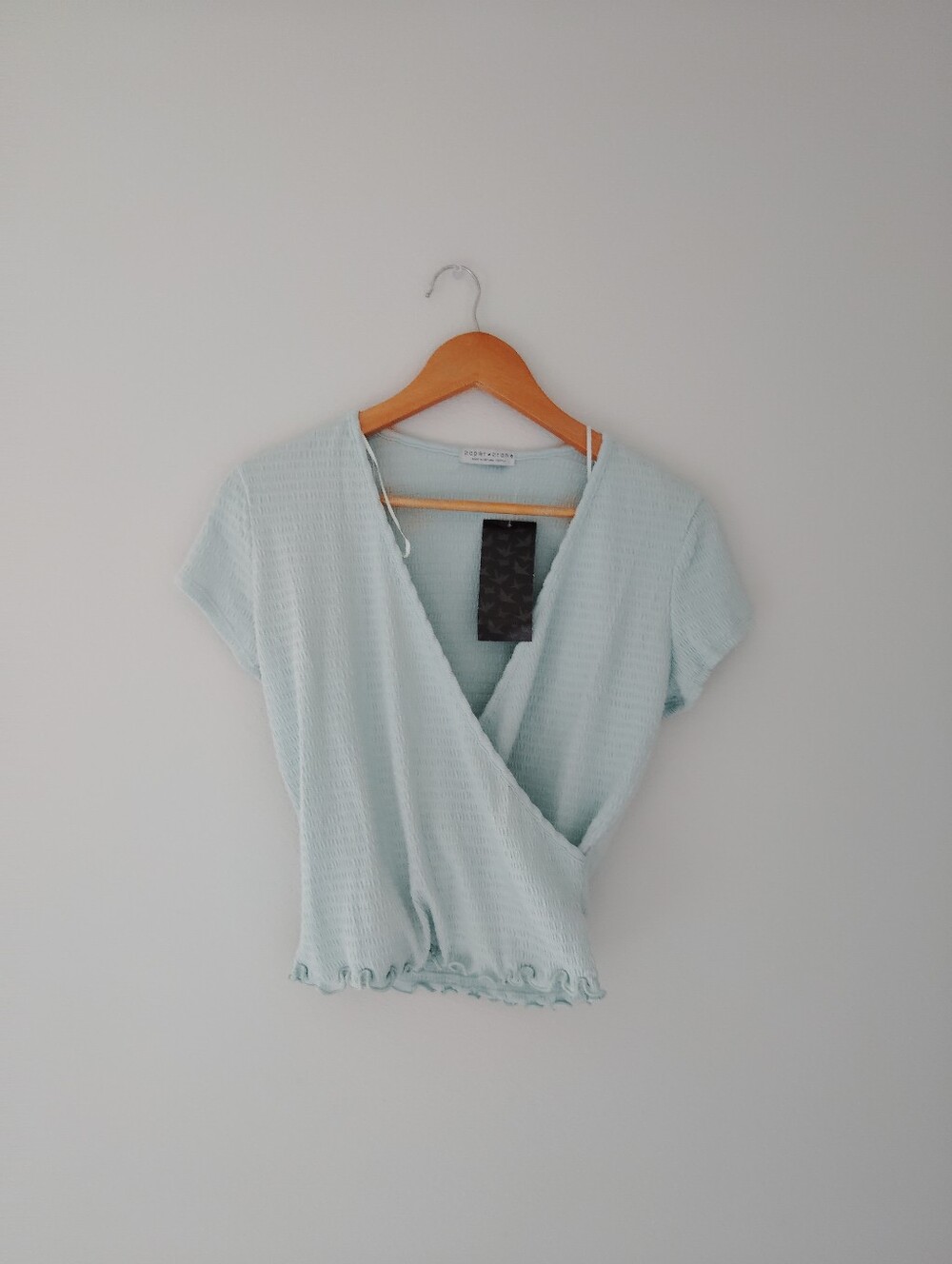Paper Crane Pastel Blue Wrap Top - Picture 4 of 6
